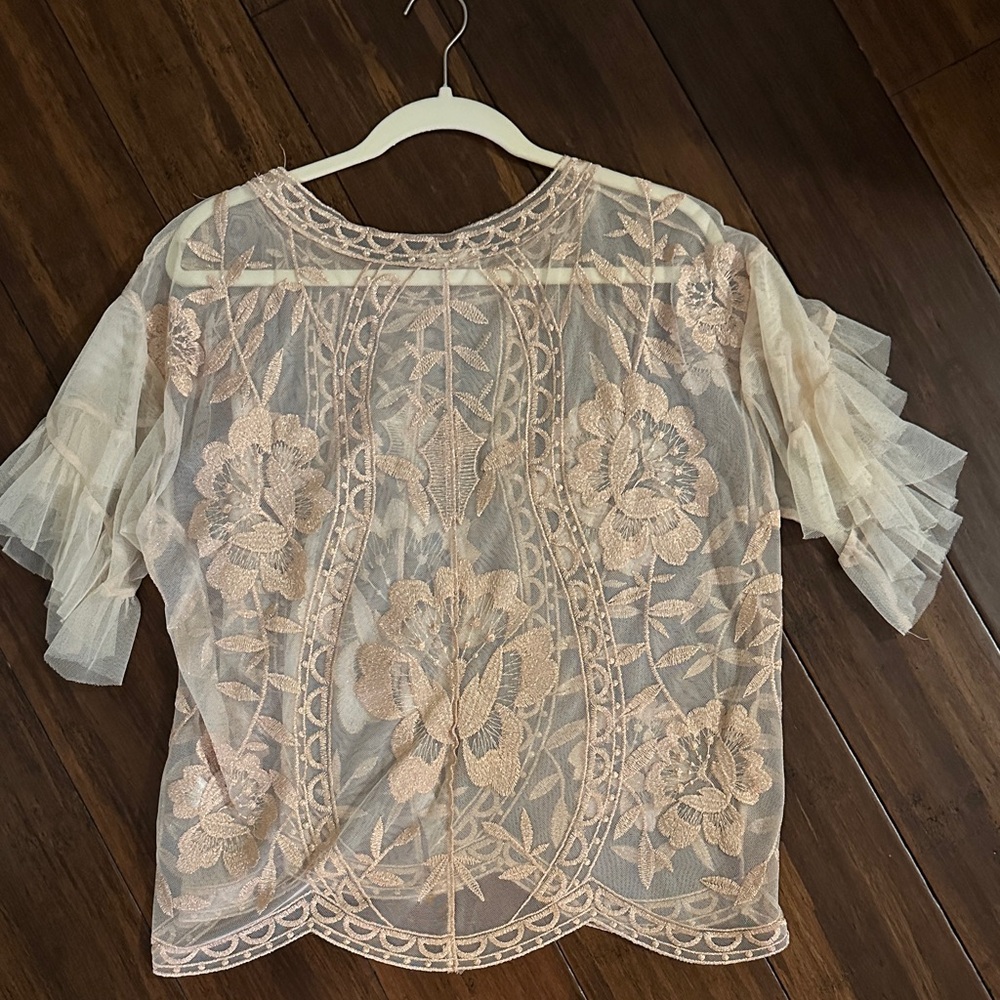 Altar'd State Cream Floral Embroidered Blouse